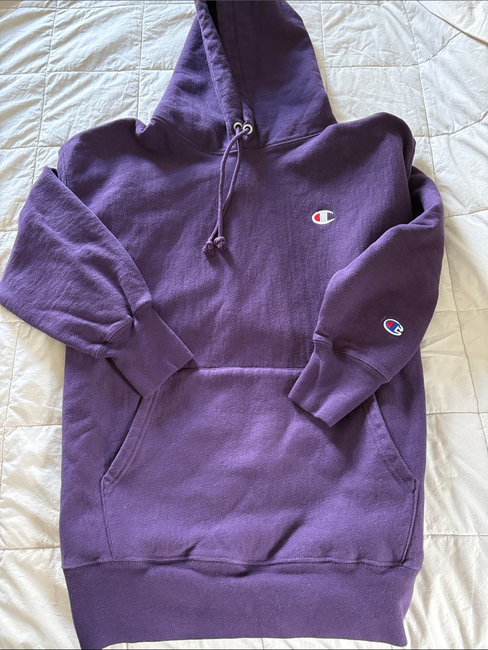 Champion Purple Pullover Hoodie with Script C Logos